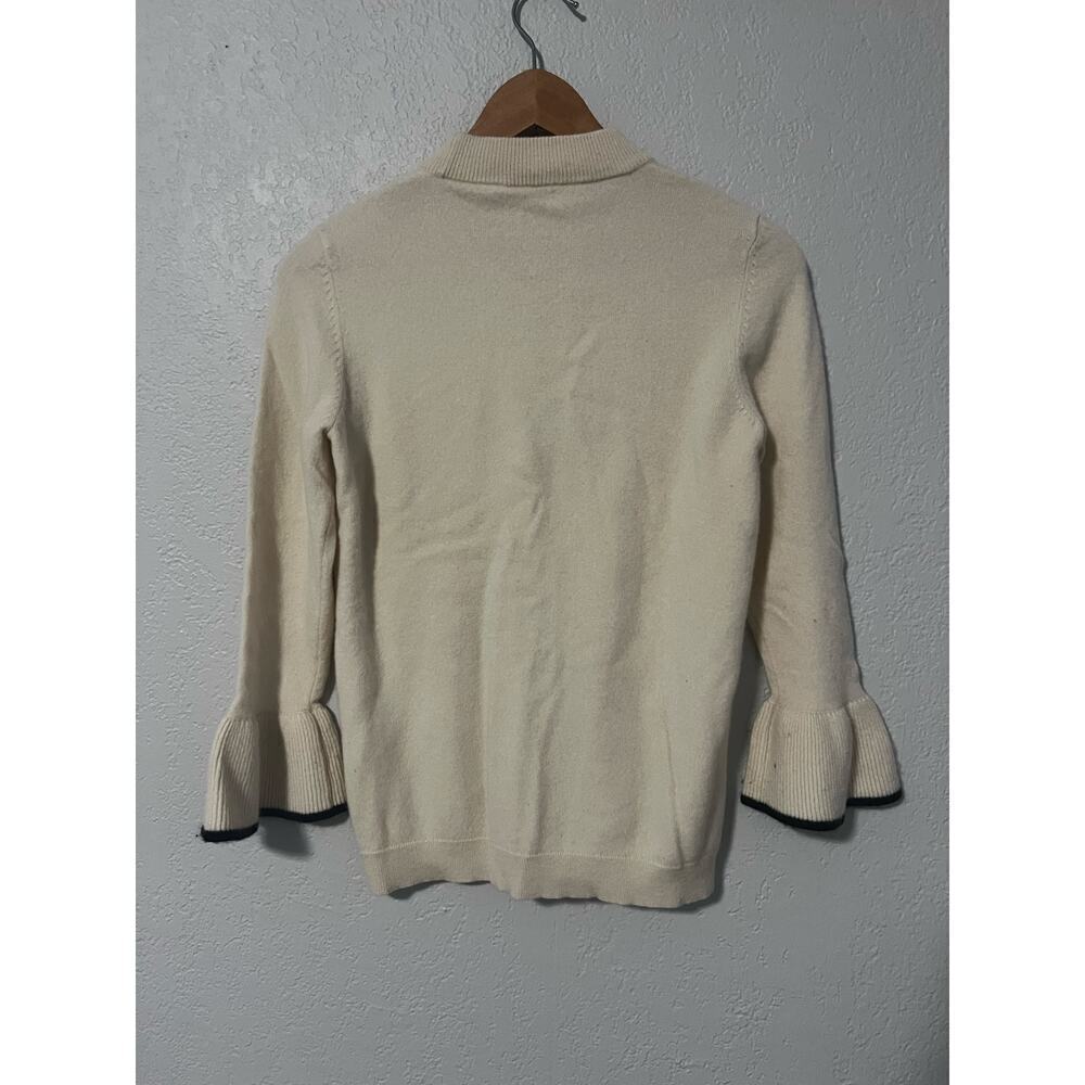 Veronica Beard Cashmere Mar Bell Sleeve Mock Neck Crew Sweater - Picture 6 of 7